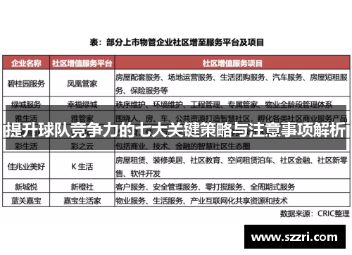 提升球队竞争力的七大关键策略与注意事项解析